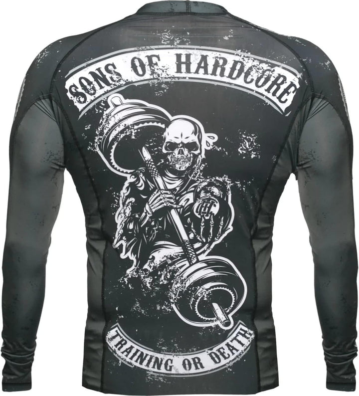 Hardcore Training Herren Manner Rashguard Kompression Lange Armel Jiu Jitsu MMA No-Gi Enge BJJ Grapp