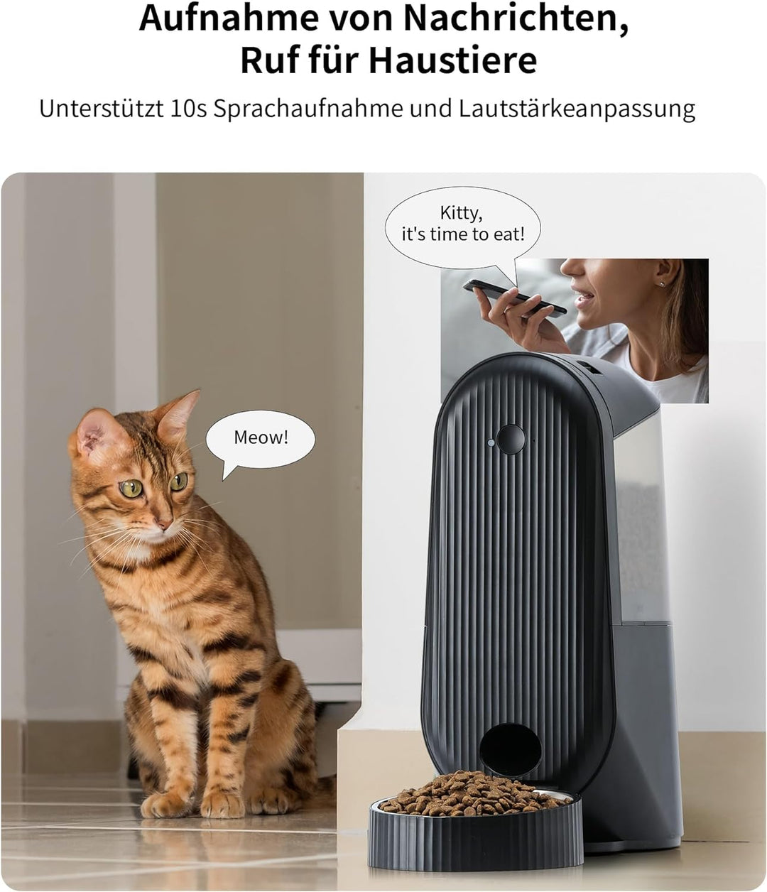 FUKUMARU Futterautomat Katze，4L Katzenfutter Automat WiFi, Automatischer Futterspender Katze mit Mas