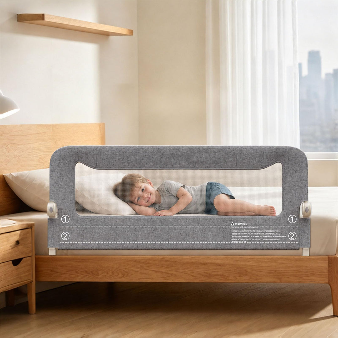 150cm Bettgitter als Rausfallschutz Bett, Klappbares Bettschutzgitter für Boxspringbett & Elternbett