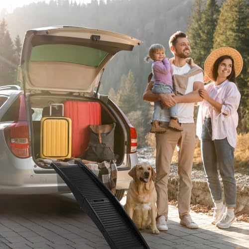 LEADZM Hundetreppe klappbar bis 50 kg, Einstiegshilfe für Kofferraum Hunderampe - 150x40 cm, Vierfac
