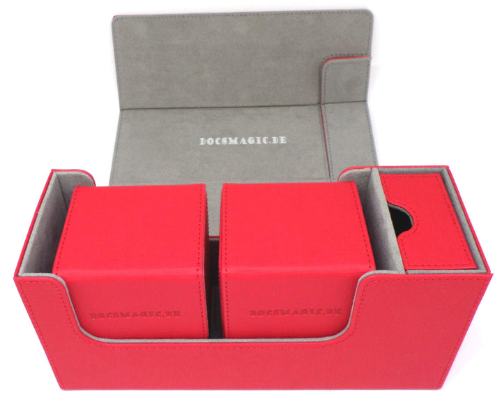 docsmagic.de Premium Magnetic Tray Long Box Red Small + 2 Flip Boxes - Rot Small + 2 Flip Boxes Rot,