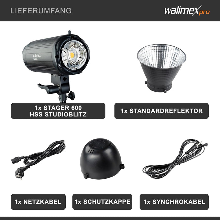 Walimex pro Campaigner 600 HS Studioblitz mit Integriertem 2.4 GHz Empfänger, 600 Ws, Schnelle Abbre