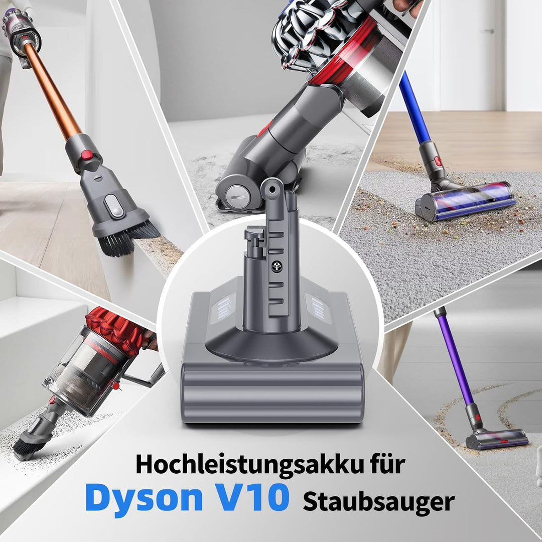 Akku für Dyson V10, Ersatzakku für Dyson V10 SV12 Staubsaugern(mit Zubehör) | Ersatz für Dyson V10 A