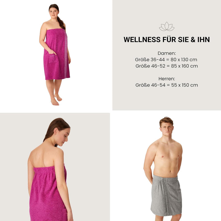 Schiesser Saunakilt Rom für Damen aus saugstarkem Baumwoll-Frottier (Grössen S - XXL), Made in Green