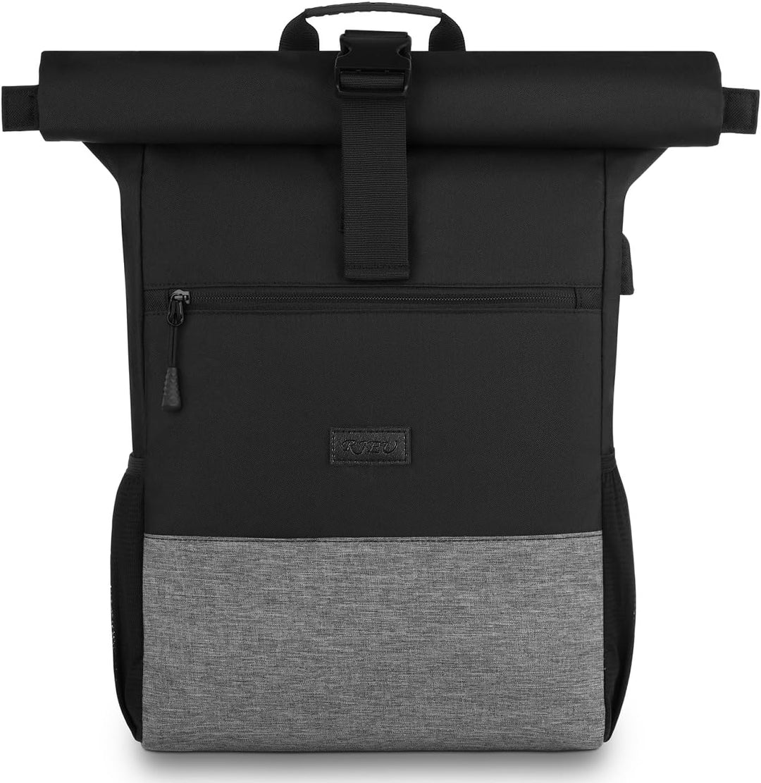 RJEU Rolltop Rucksack Herren Damen,17,3 Zoll Laptop Rucksack Männer für Uni,Business,Fahrrad,Reise,S