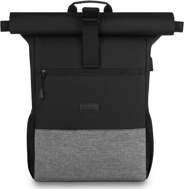 RJEU Rolltop Rucksack Herren Damen,17,3 Zoll Laptop Rucksack Männer für Uni,Business,Fahrrad,Reise,S