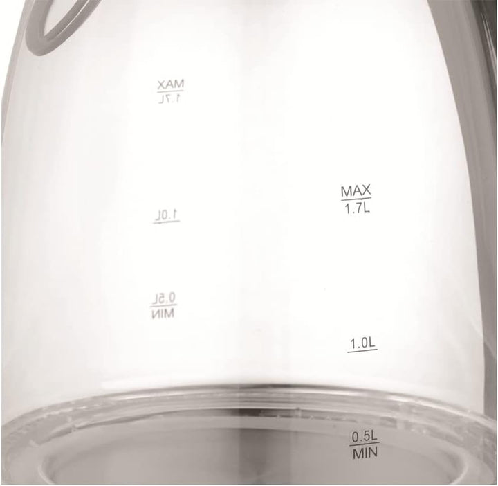 Tristar Wasserkocher (Edelstahl und Glas) mit 1,7 Liter Fassungsvermögen - 360° rotierbar mit Wasser