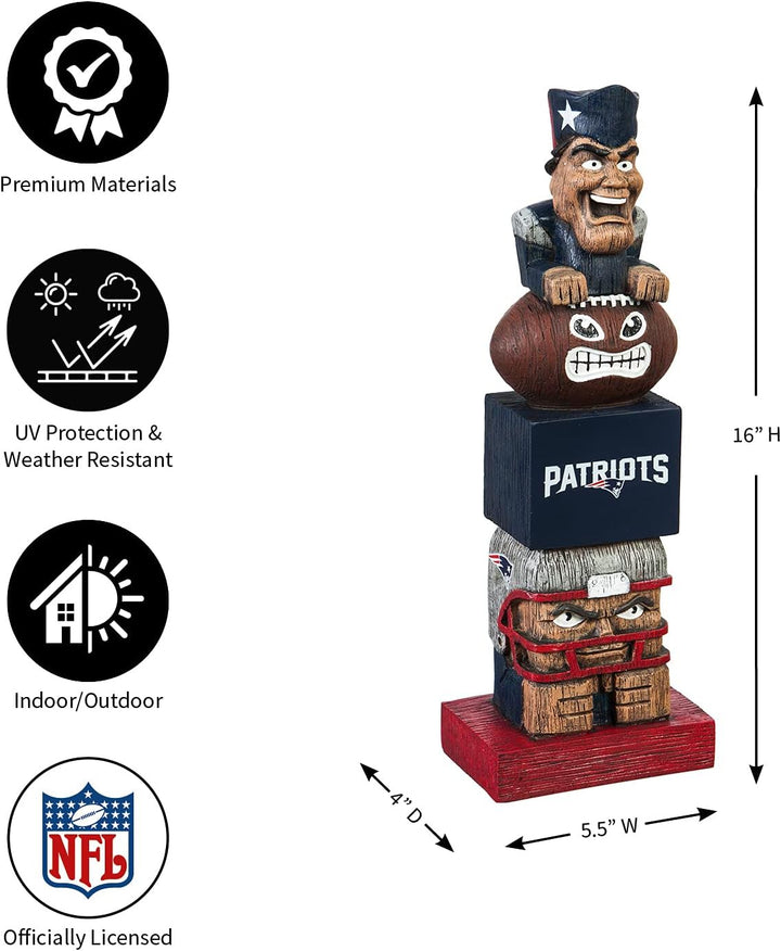 Team Sports America NFL Unisex NFL Tiki Totem New England Patriots 5.5" x 16" Braun, New England Pat