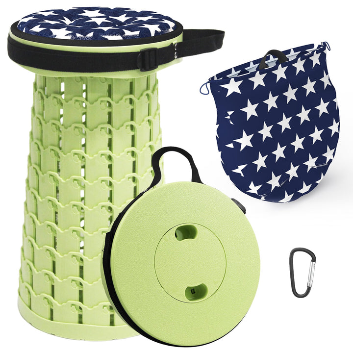 ALEVMOOM Tragbarer Klapphocker mit Kissen,Camping Hocker Teleskophocker,Klappbarer Hocker,Mini Leich