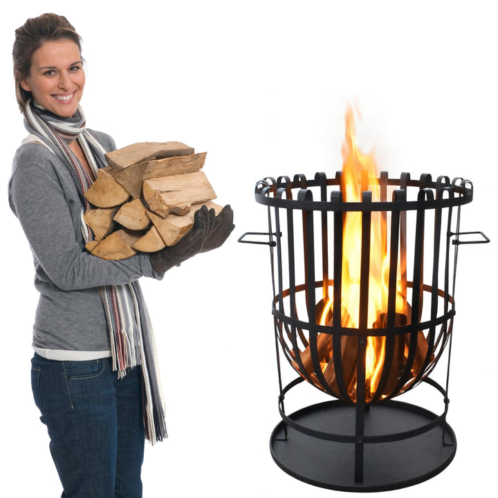 Robuster Feuerkorb Feuerstelle Eisen 55x40 cm Feuerschale mit Bodenplatte Ideal für Lagerfeuer, Gart