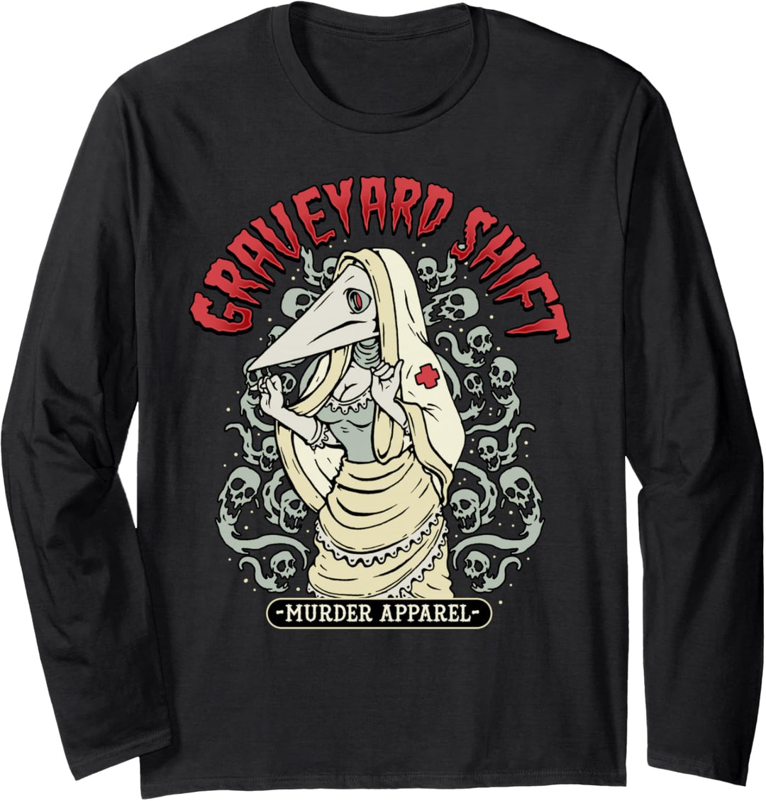 Plague Nurse Graveyard Shift Horror Langarmshirt