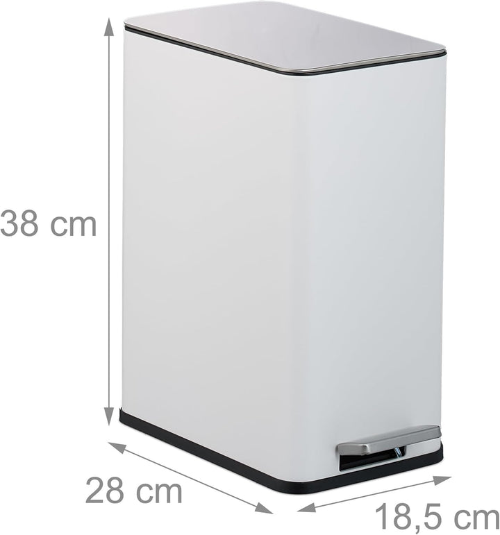 Relaxdays Kosmetikeimer, 10 Liter, Absenkautomatik, entnehmbarer Inneneimer, Bad Mülleimer mit Decke