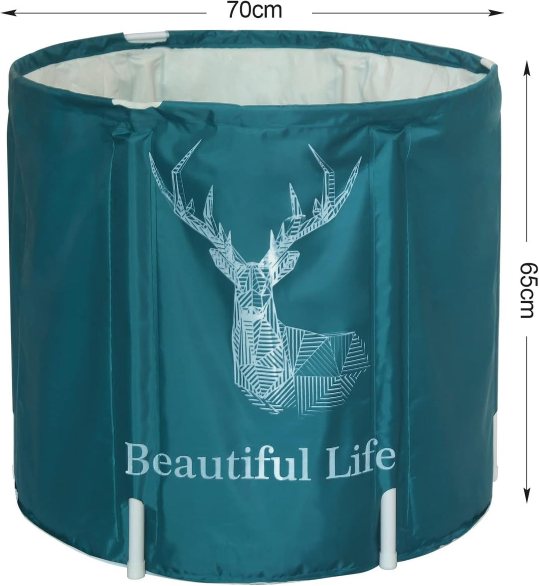 Sinbide Faltbare Badewanne, Erwachsene 70x65cm Round Klappbare Badewanne, Tragbare Badewanne für Spa
