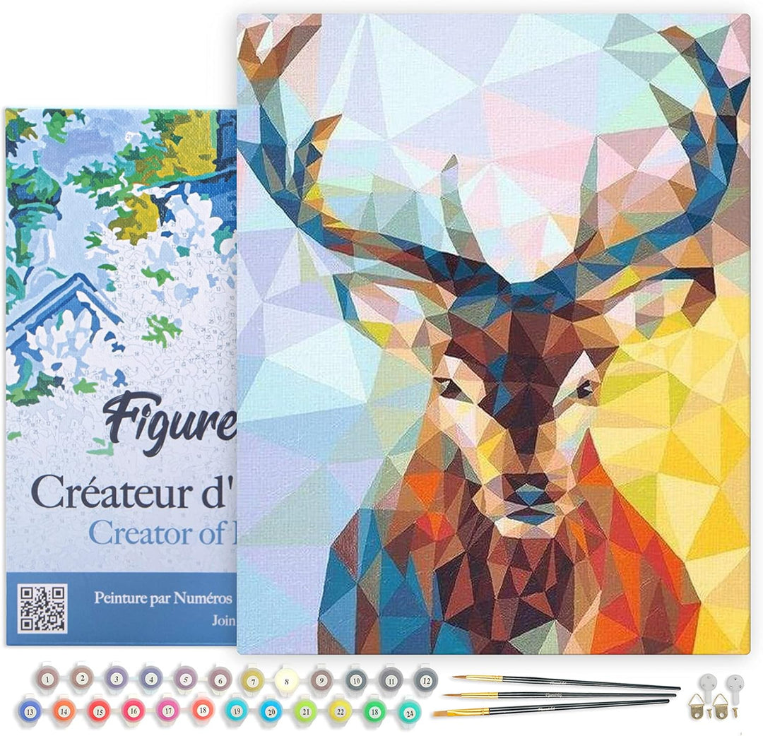 Figured'Art Malen Nach Zahlen Erwachsene Mit Rahmen Modernes Rentier - Paint by Numbers Basteln DIY