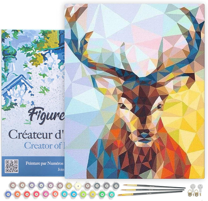 Figured'Art Malen Nach Zahlen Erwachsene Mit Rahmen Modernes Rentier - Paint by Numbers Basteln DIY