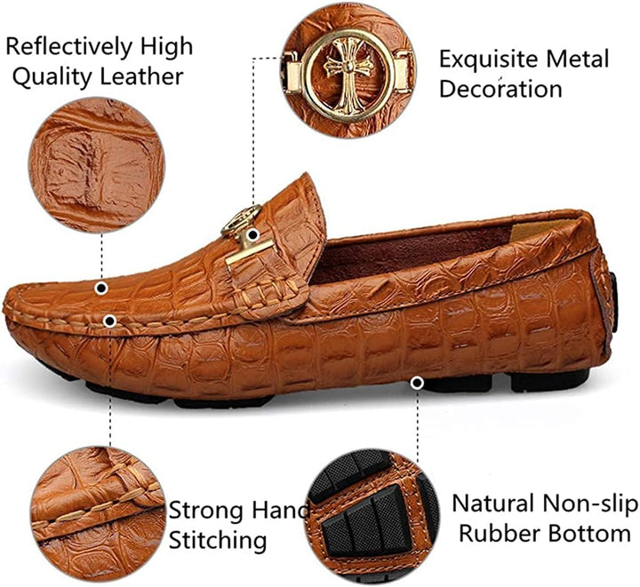 Asifn Herren Leder Casual Slip auf Driving Loafers Wohnung Walking Mokassin Business Kleid Boot Schu