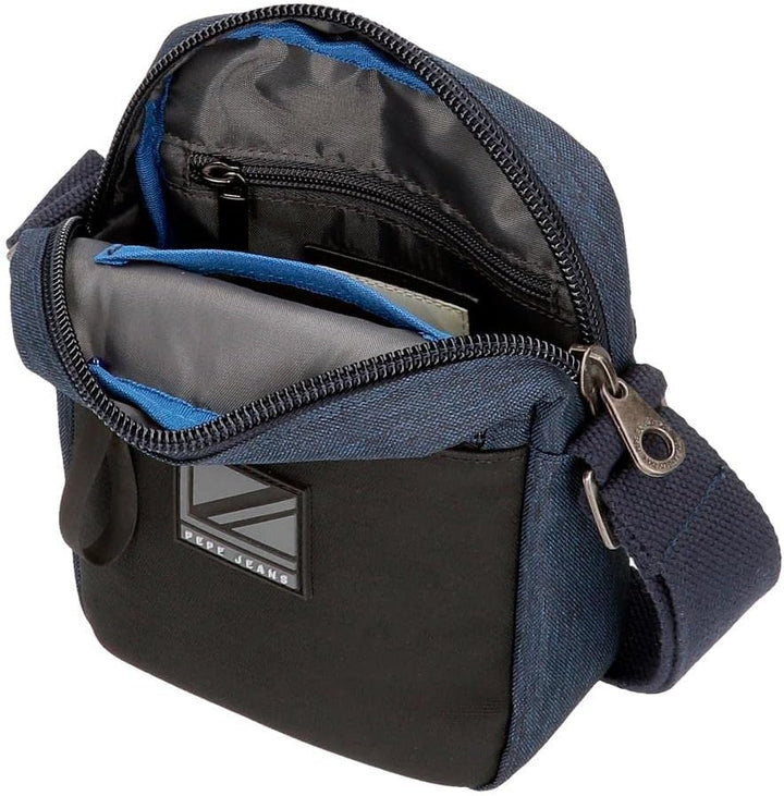 Pepe Jeans Fenix Umhängetasche, mittelgross, Blau, 17 x 22 x 6 cm, Polyester mit Details aus Kunstle