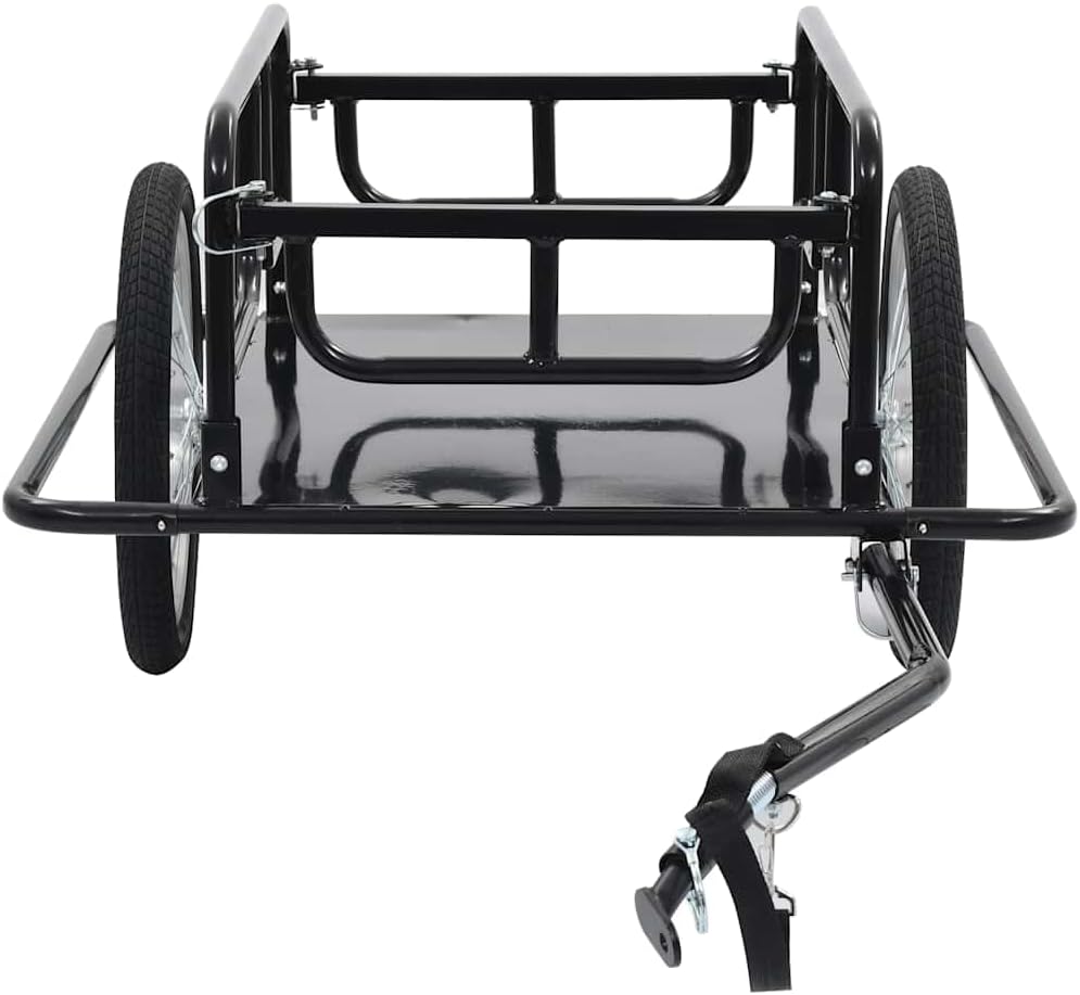 Mangloder Fahrradanhänger Stahl Schwarz 130x73x48,5 cm für Gepäck, Lasten, Hunde und Familienausflüg