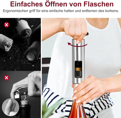 Weinflaschenöffner Set, HOOMIL 4-in-1 Weinöffner Set Profi Korkenzieher für Wein mit Folienschneider
