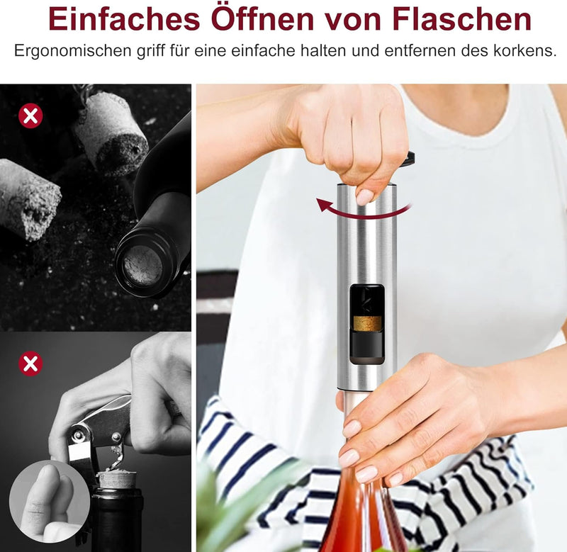 Weinflaschenöffner Set, HOOMIL 4-in-1 Weinöffner Set Profi Korkenzieher für Wein mit Folienschneider