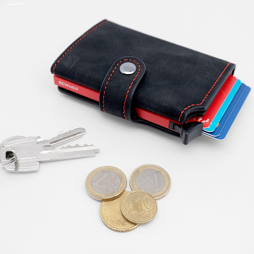 BEWMER 2 Shielded | Herren und Damen Slim Wallet mit RFID-Schutz Anti-Cloning | Kartenetui mit Münzf