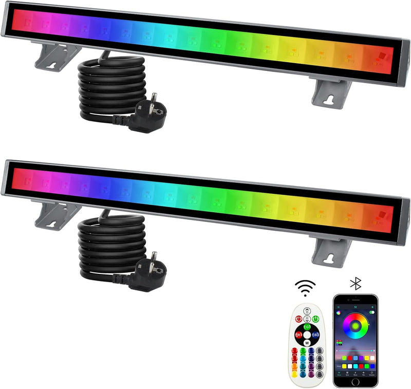 CREATESTAR RGB LED Strahler, 48W RGB Wallwasher Licht, LED Bar Lichteffekte IP66 Wasserdicht Smart P