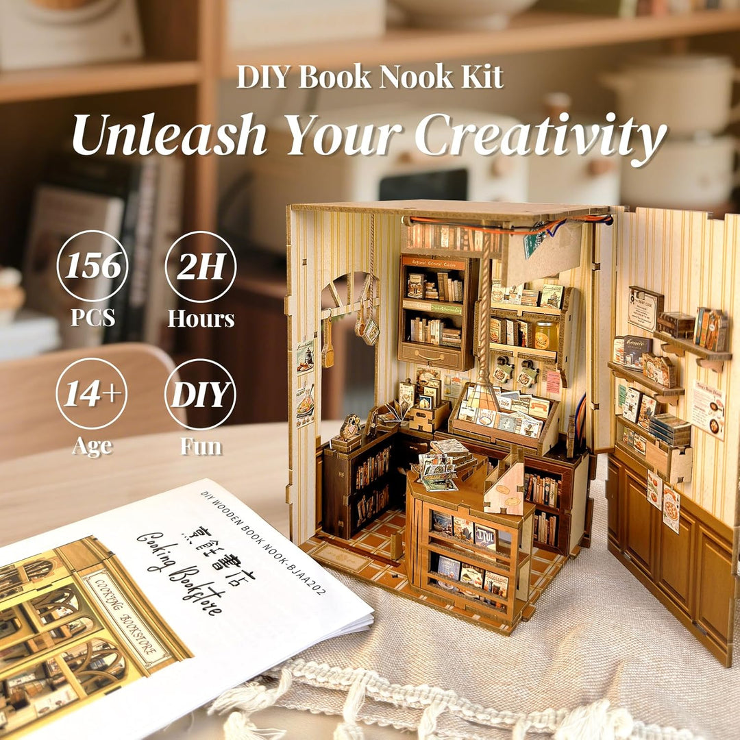 CUTEBEE Book Nook Kit - DIY Puppenhaus, Miniatur Haus Selber Baue Bausatz für Erwachsene, Home Bookn