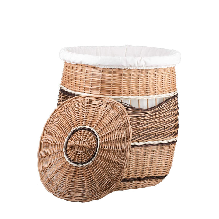 e-wicker24 Wäschekorb aus Weide (50x50 H63, mit Stoffeinlage) 50x50 H63 Mit Stoffeinlage