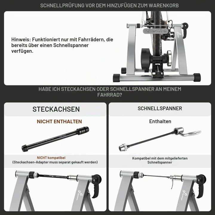 Sportneer Rollentrainer Fahrrad - Magnetischer Rollentrainer für 26-28" &amp; 700C Schnellspanner Vorder