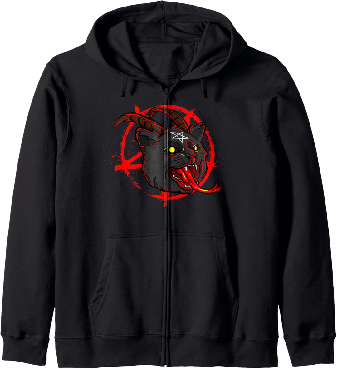 Evil 666 Devil Cat Occult Satanic Upside Down Pentagram Kapuzenjacke
