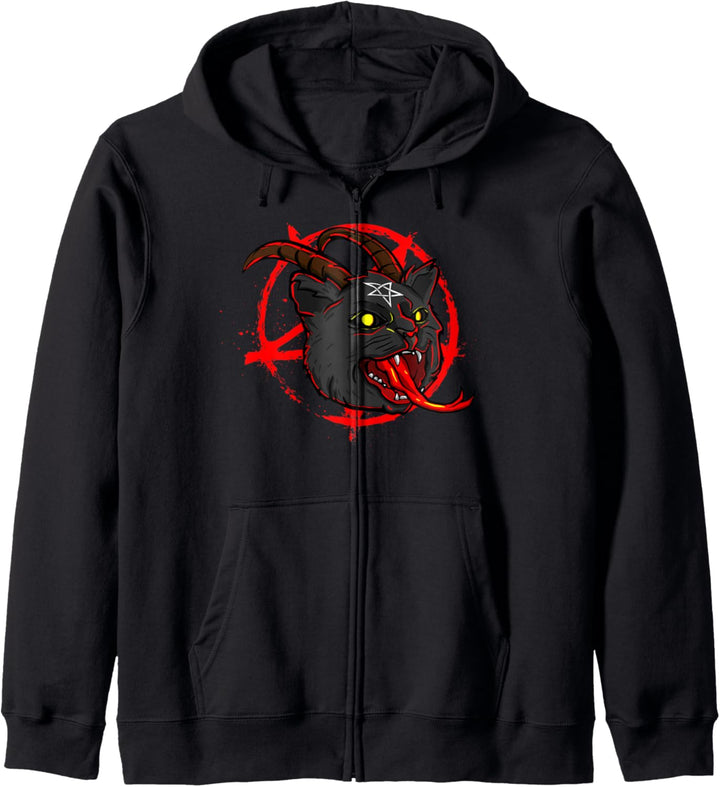 Evil 666 Devil Cat Occult Satanic Upside Down Pentagram Kapuzenjacke