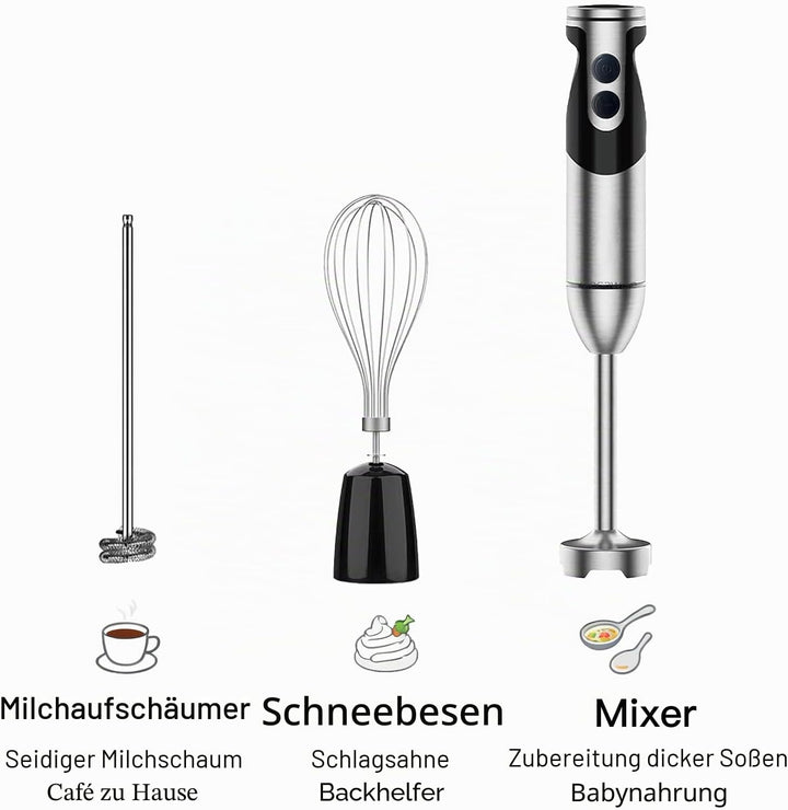 MegaWise 3-in-1 Stabmixer mit Titanbeschichtung, 400W Leistung mit 12 Geschwindigkeiten, 80% Schärfe