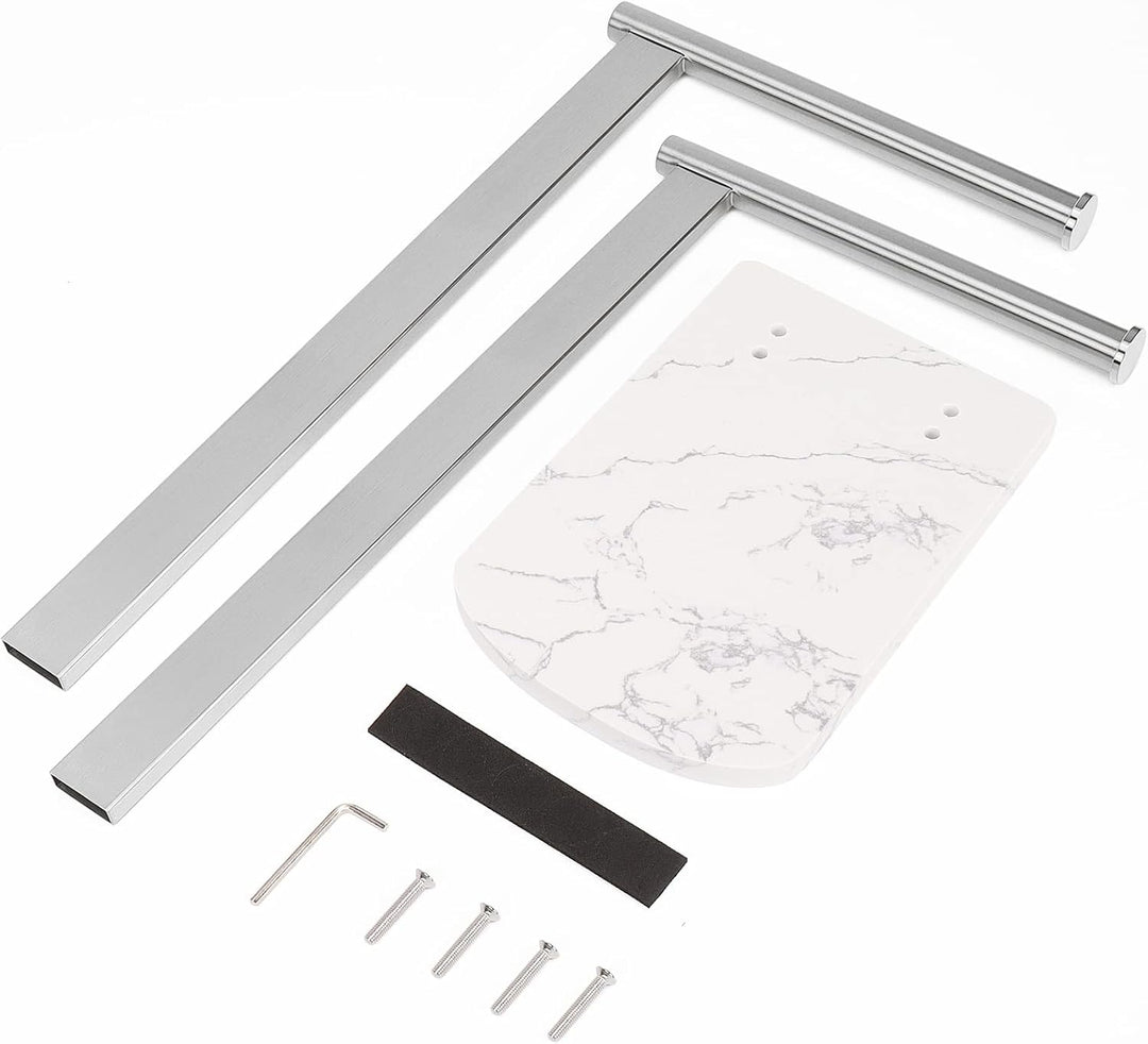 NearMoon Handtuchhalter mit ausbalancierter Marmor-Basis, freistehender L-förmiger Handtuchring aus