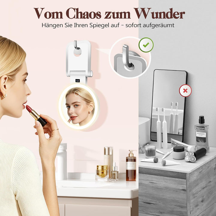 B Beauty Planet 30X/1X Kosmetikspiegel mit Vergrösserung, Digitaler Batterieanzeige, 4-in-1-Ständer,