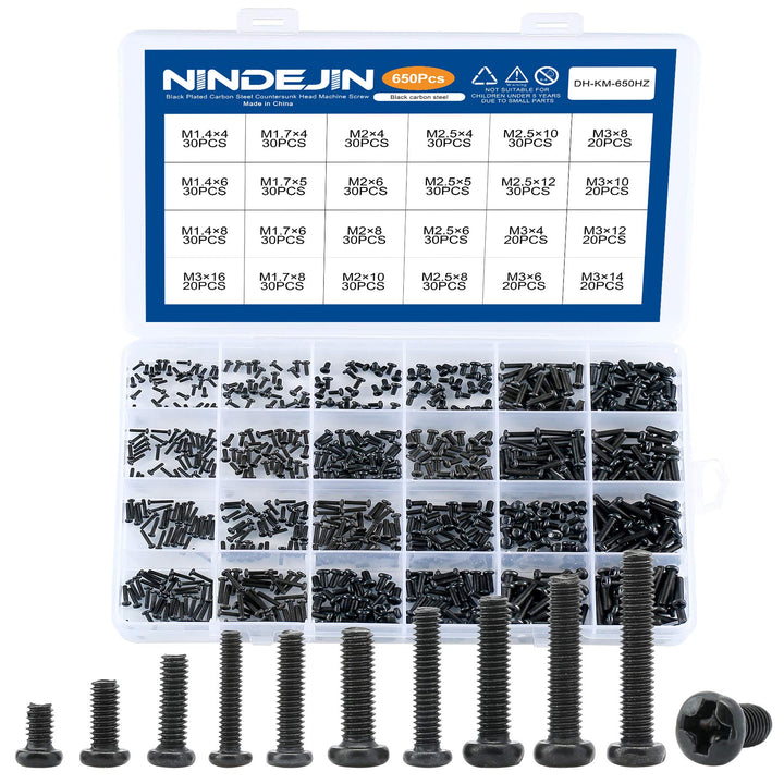 NINDEJIN 650 Stück Laptop Schrauben sortierten Set, M1.4 M1.7 M2 M2.5 M3 Reparatur PC Schraube für U
