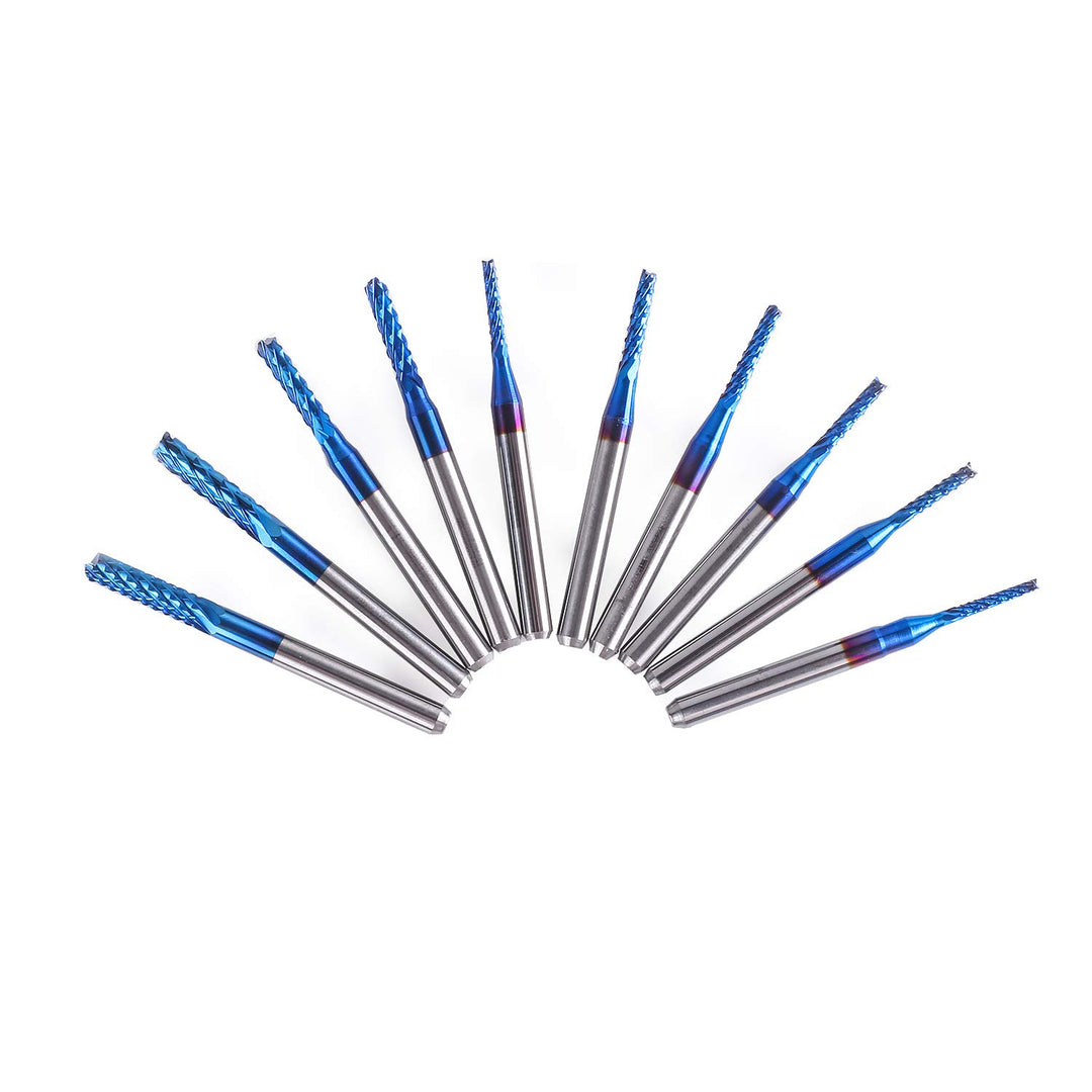 SainSmart Genmitsu CNC-Fräser, 10 Stück, Nano Blue Coat, 1,5 – 3,175 mm, Schaft 1/8, 1.5-3.175mm