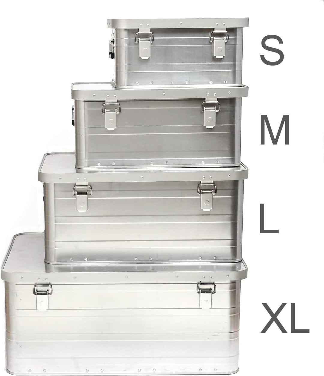 Aluminiumbox Alubox Alukiste mit Schnappschloss, Griffen, Dichtung (130 Liter) Grösse XL - 130 Liter