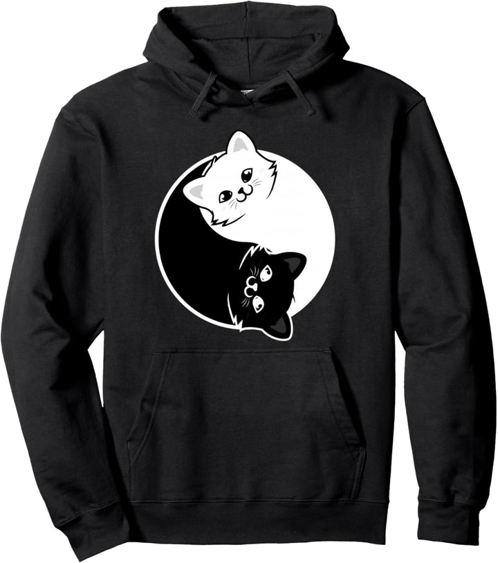 Yin und Yang Haustier Katze Schwarz Weiss Katzen Geschenk Pullover Hoodie