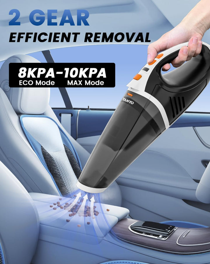TANYO Handstaubsauger Testsieger, 10000Pa Handstaubsauger Akku Kabellos mit LED, 2-Gang Autostaubsau