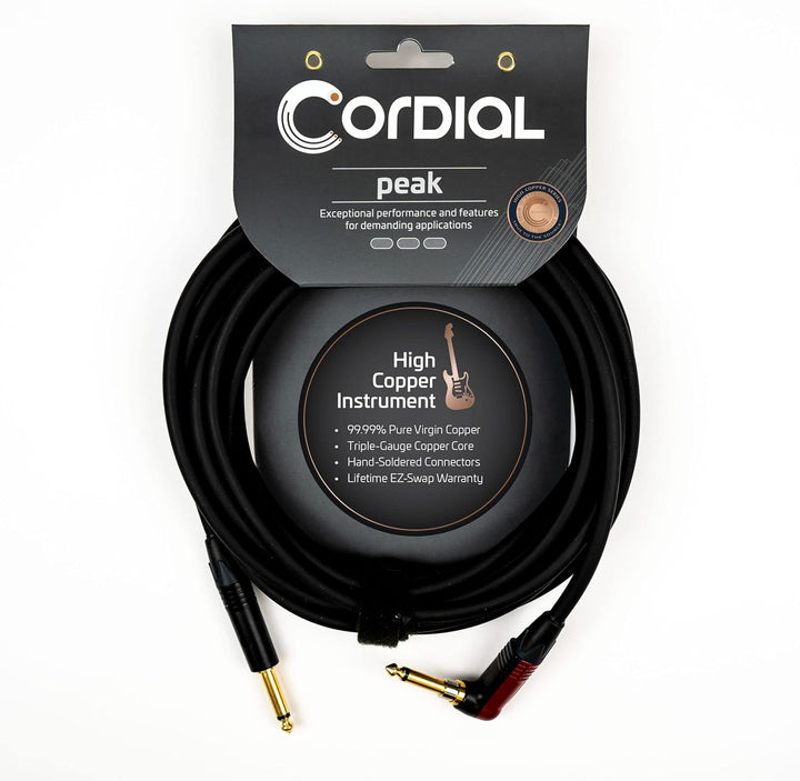 CORDIAL Kabel Gitarre jack recht/abgewinkelt silent 3 m Kabel INSTRUMENT Peak Silent