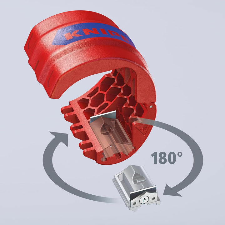 KNIPEX BiX® Schneider für Kunststoffrohre und Dichthülsen, 20-50 mm, trennt spanlos, incl. 2 Ersatzk