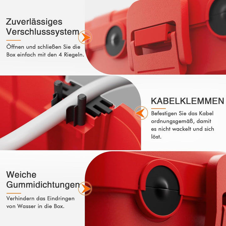RESTMO extra grosse kabelbox wasserdicht, IP54 Outdoor kabel safe box (32 x 22 x 13 cm), Wetterfeste