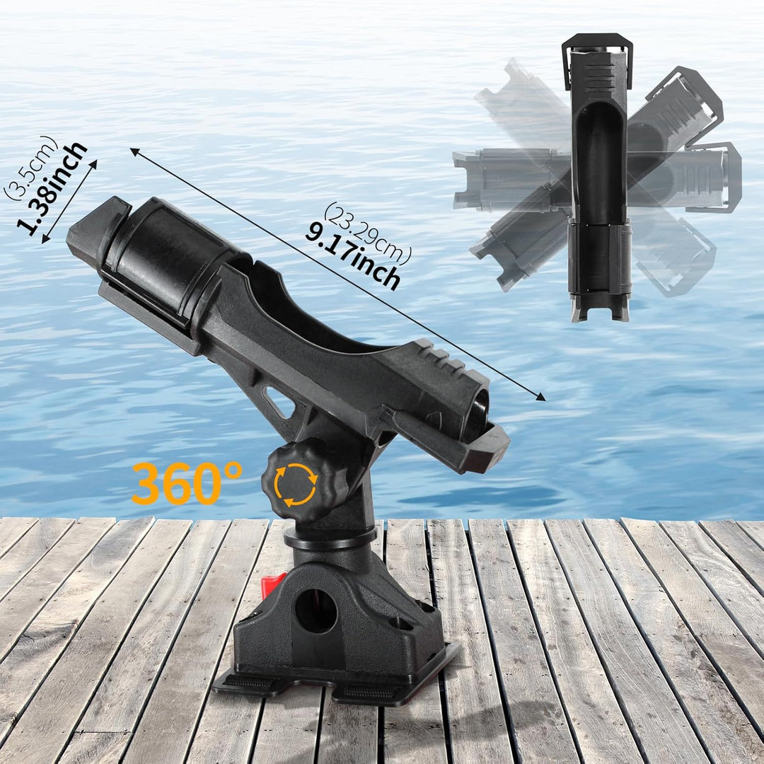 Angeln Boot Rutenhalter mit Halterung - 360 Grad einstellbar für Angelruten - Ideal für Angelboote u