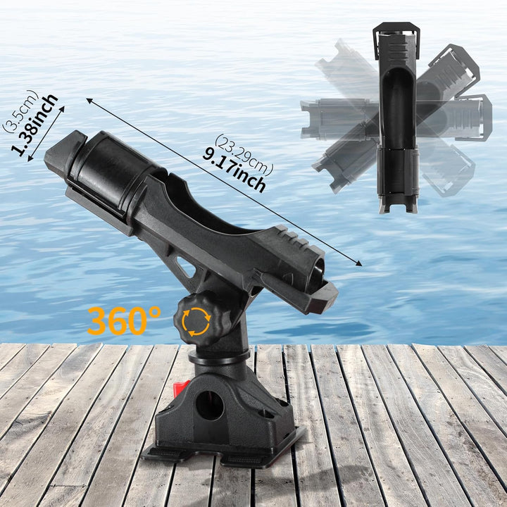 Angeln Boot Rutenhalter mit Halterung - 360 Grad einstellbar für Angelruten - Ideal für Angelboote u