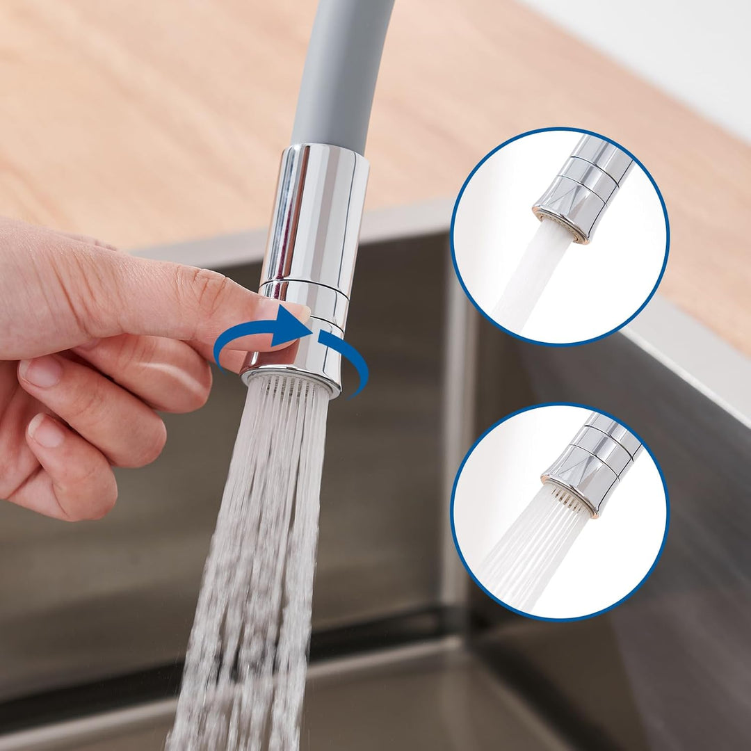 Auralum Flexibler Wasserhahn Küche, Küchenarmatur mit Zwei Wasserstrahlarten, Hochdruck Spültischarm