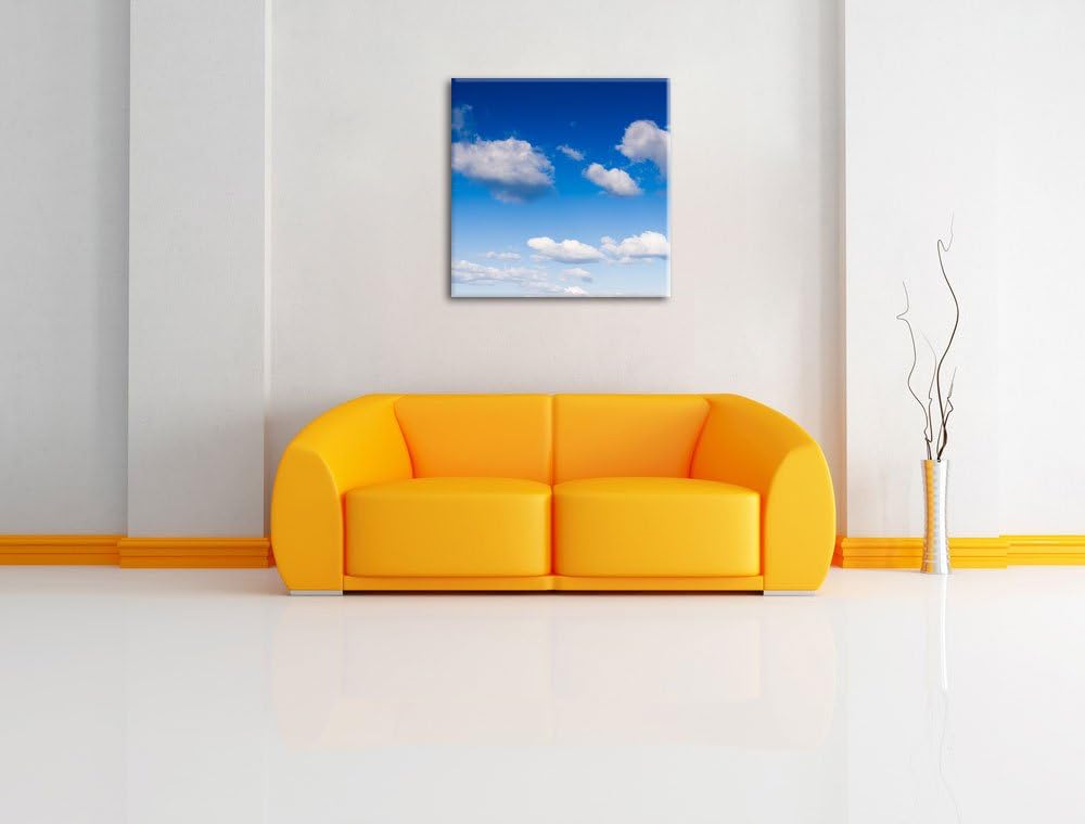 Wolken am blauen Himmel, Format: 70x70 auf Leinwand, XXL riesige Bilder fertig gerahmt mit Keilrahme