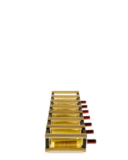 Weinregal aus Metall &amp; Holz für 7 Flaschen, 12,5x72,5x25cm, freistehender Weinständer, Getränkeregal