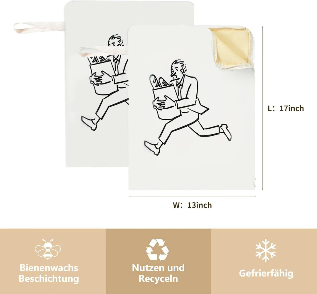 Brotbeutel, 2 Stück 43.2 * 33 wiederverwendbare Bienenwachs-Brotbeutel, die für Brot, Obst und Gemüs