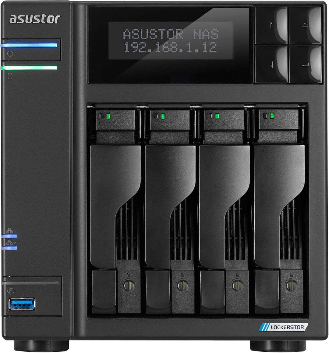 Asustor Lockerstor 4 Gen2+ AS6704T v2 4 Bay NAS Storage, Intel Quad-Core 2.0GHz CPU, Dual 5GbE Ports
