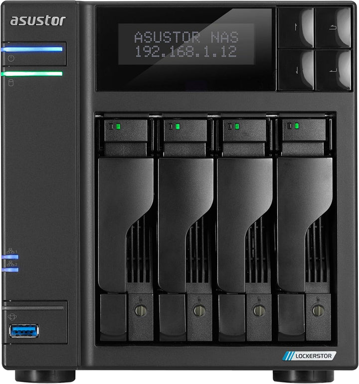 Asustor Lockerstor 4 Gen2+ AS6704T v2 4 Bay NAS Storage, Intel Quad-Core 2.0GHz CPU, Dual 5GbE Ports